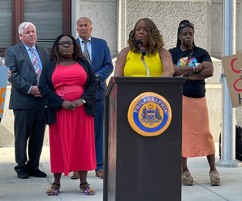 Councilmember Gauthier speaks as members of City Council and supporters gather to call for increased funding for mobile crisis teams