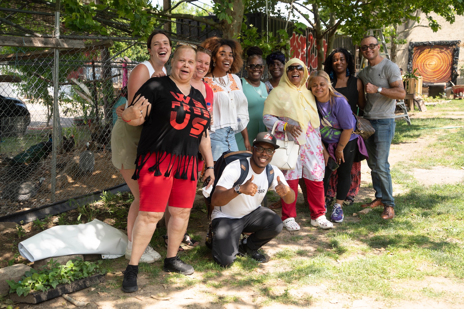 Members of Amistad Law Project, Free Them to Heal Us, CADBI and Abolitionist Law Center pose for a photo. 