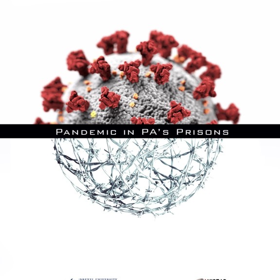 Cover of a report reads Pandemic in PA's Prisons