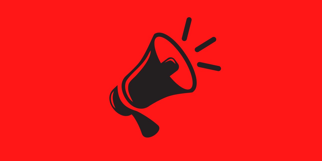 a megaphone is displayed on a black background