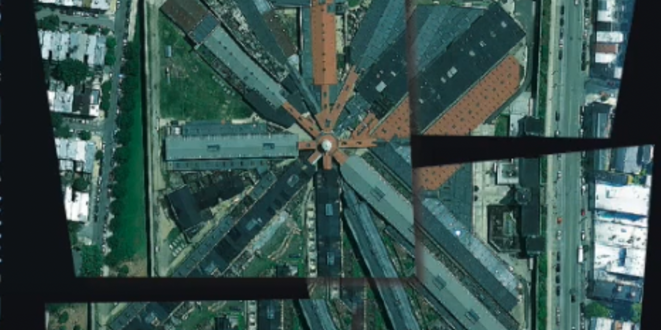 An image shows the view of a prison from above