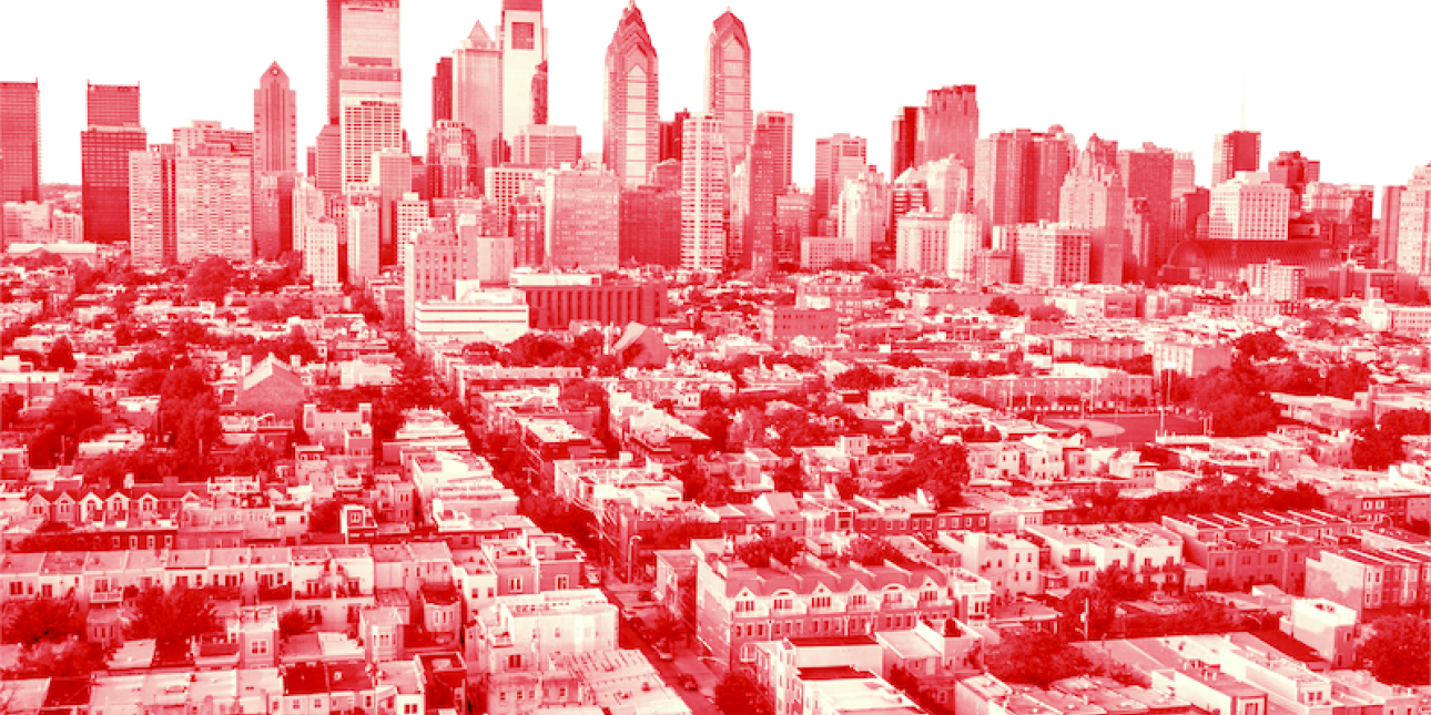 an image shows a red and white image of Philadelphia and the city skyline. The Move It Forward logo is displayed above. 