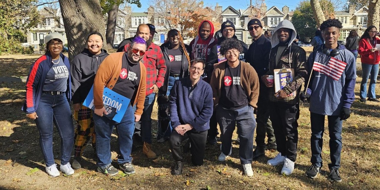 canvassers stand shoulder to shoulder