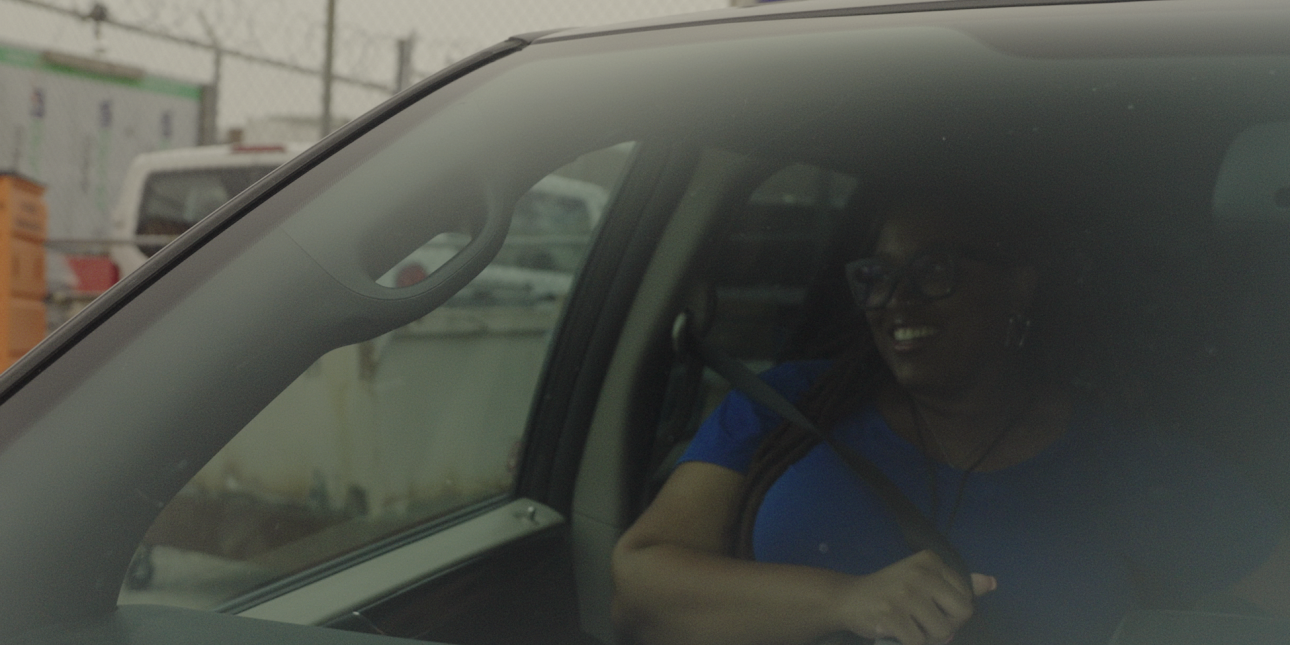 DeShante smiling in passenger seat