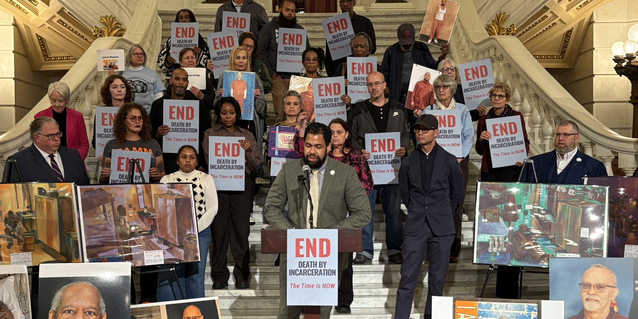 Rick Krajewski at rally to end DBI