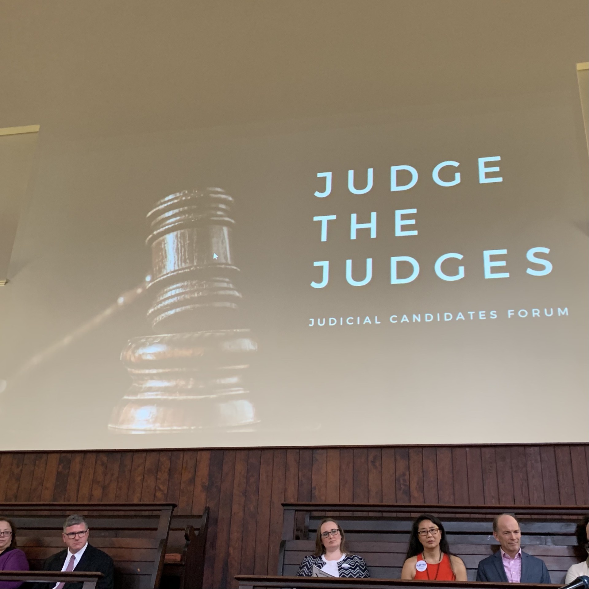 Candidates gather at the Judge The Judges Judicial Accountability Forum