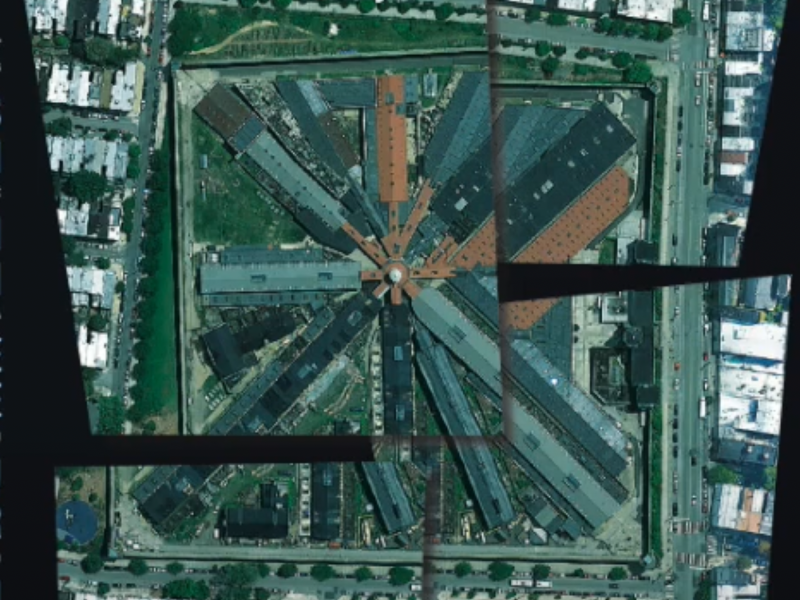 An image shows the view of a prison from above