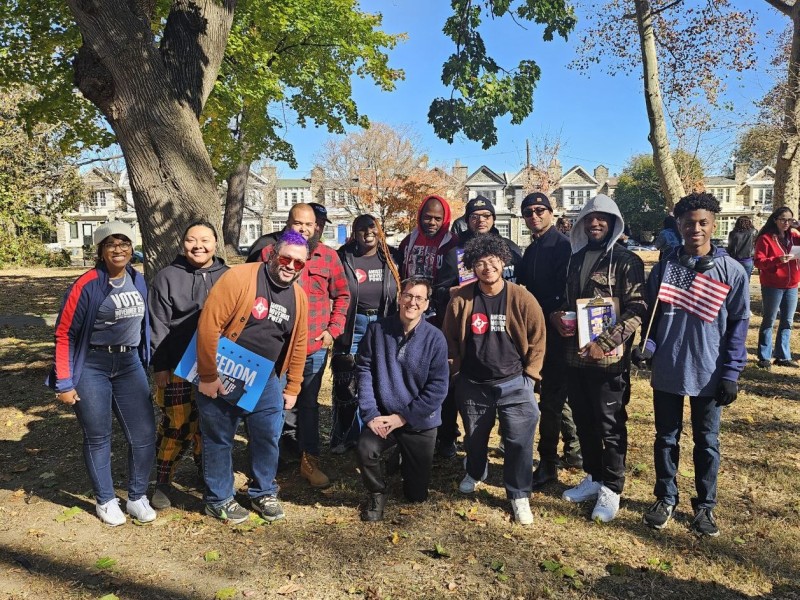 canvassers stand shoulder to shoulder