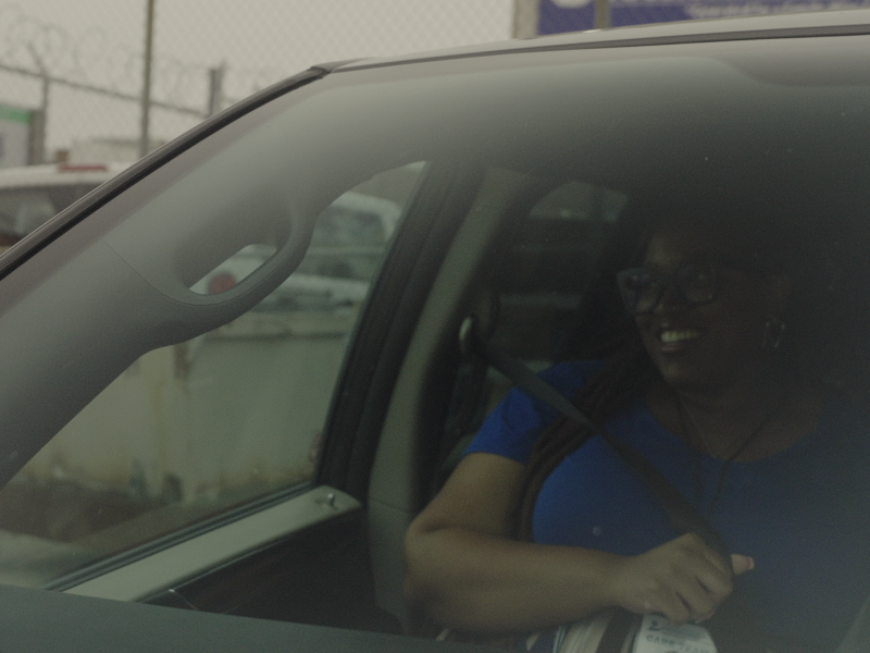 DeShante smiling in passenger seat