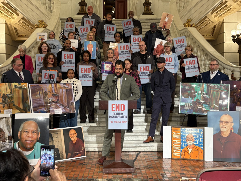 Rick Krajewski at rally to end DBI