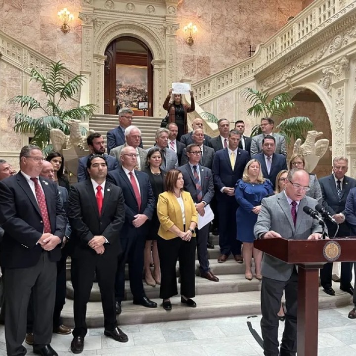 Members of the PA House Republican delegation hold a press conference calling for the impeachment of DA Krasner