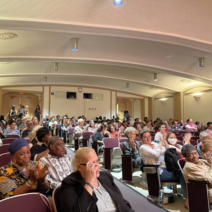 A full auditorium at the Free Library of Philadelphia for No Way Home screening