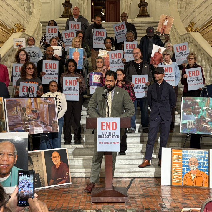 Rick Krajewski at rally to end DBI